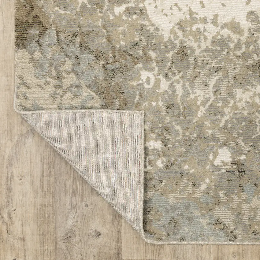 Grey Beige And Ivory Abstract Power Loom Stain Resistant Area Rug Photo 7
