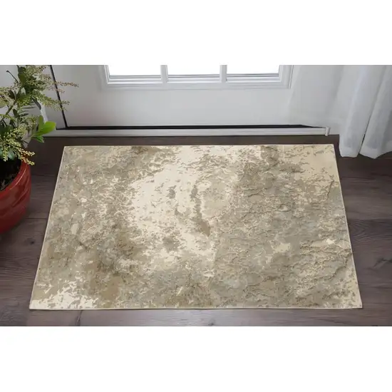 Gray and Ivory Abstract Power Loom Area Rug Photo 1