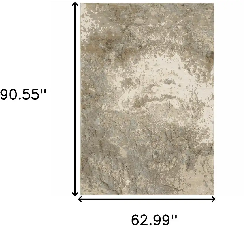 Grey Beige And Ivory Abstract Power Loom Stain Resistant Area Rug Photo 8