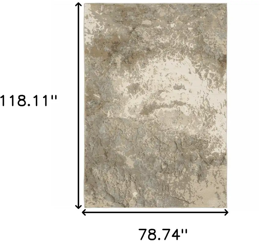 Grey Beige And Ivory Abstract Power Loom Stain Resistant Area Rug Photo 8