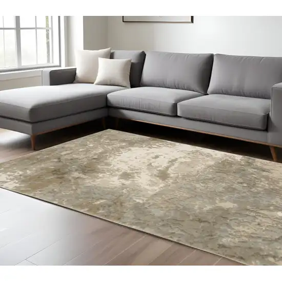 Gray and Ivory Abstract Power Loom Area Rug Photo 1