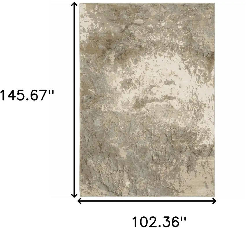 Grey Beige And Ivory Abstract Power Loom Stain Resistant Area Rug Photo 8