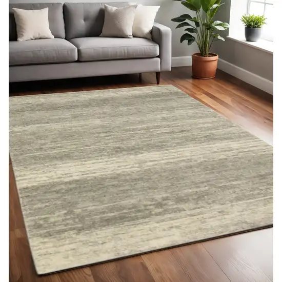 Grey Beige And Tan Abstract Power Loom Stain Resistant Area Rug Photo 1
