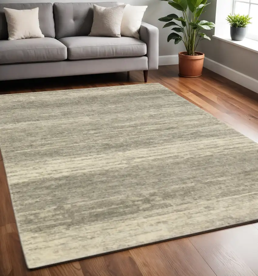 Grey Beige And Tan Abstract Power Loom Stain Resistant Area Rug Photo 1