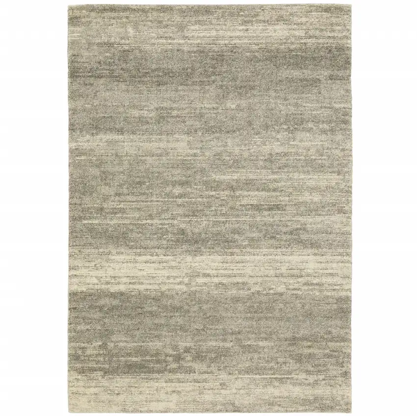 Grey Beige And Tan Abstract Power Loom Stain Resistant Area Rug Photo 1
