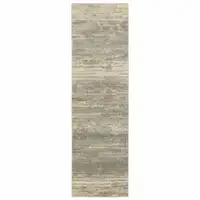 Photo of Grey Beige And Tan Abstract Power Loom Stain Resistant Runner Rug