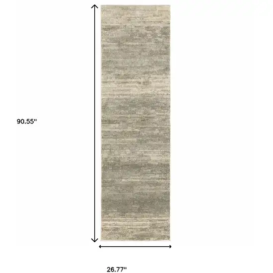 2' X 8' Grey Beige And Tan Abstract Power Loom Stain Resistant Runner Rug Photo 3