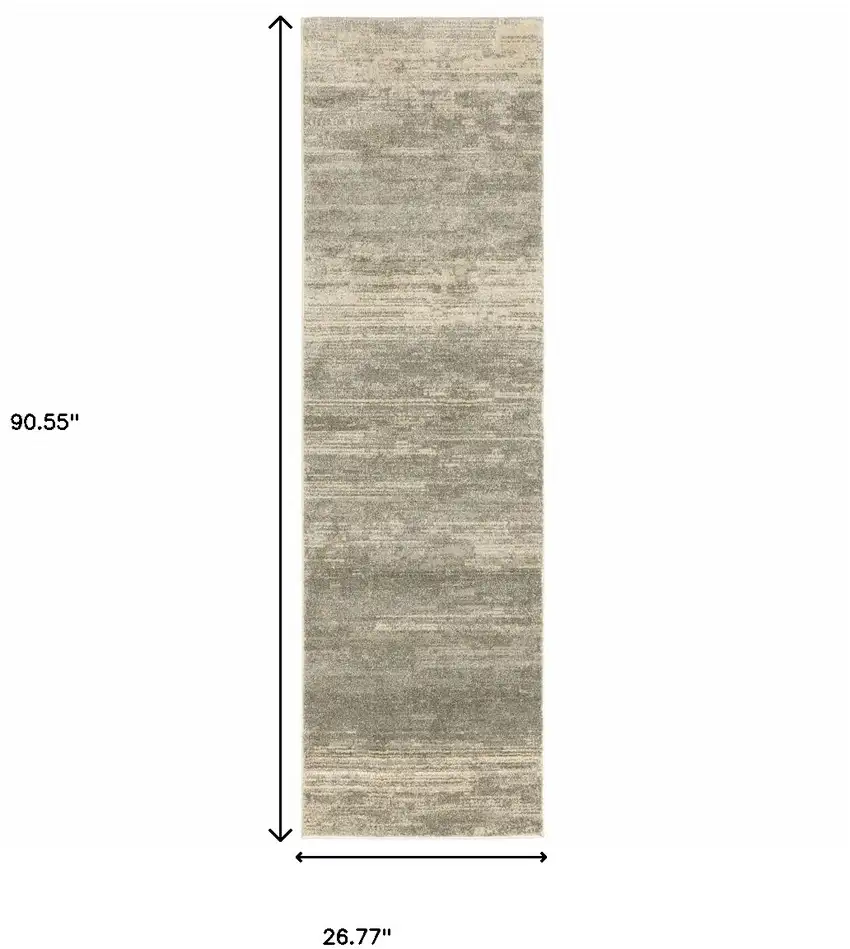 2' X 8' Grey Beige And Tan Abstract Power Loom Stain Resistant Runner Rug Photo 3