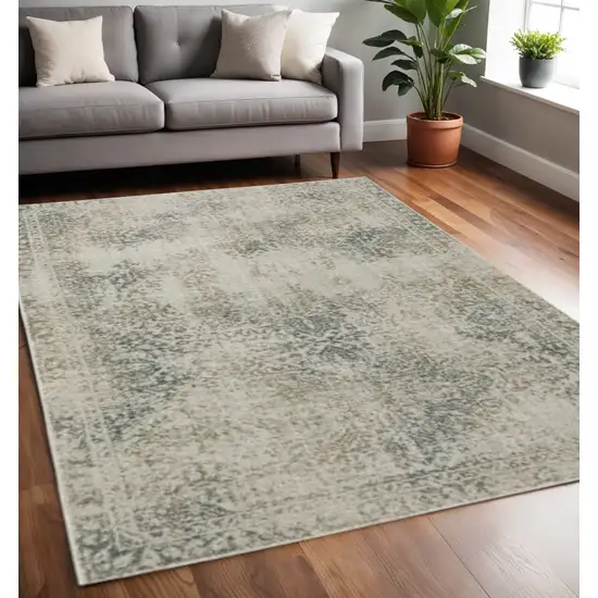 Gray Oriental Power Loom Area Rug Photo 1