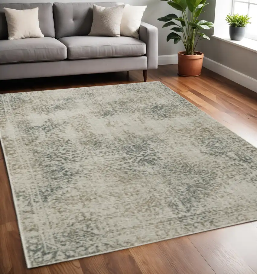 Gray Oriental Power Loom Area Rug Photo 1