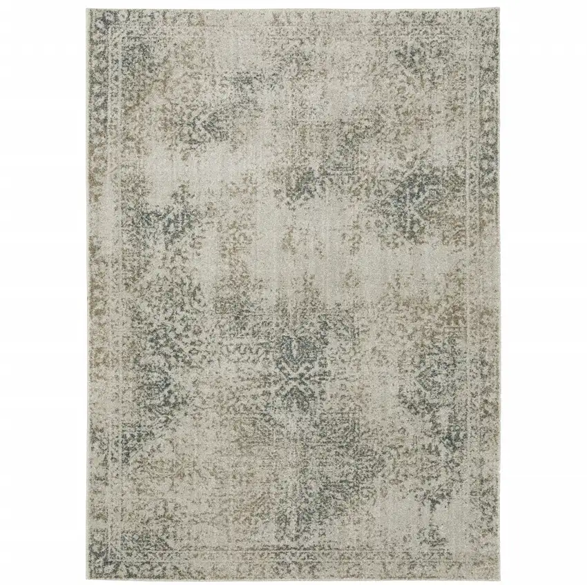 Gray Oriental Power Loom Area Rug Photo 2