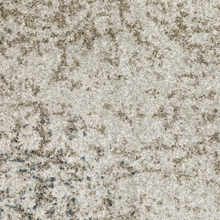 Grey Beige And Teal Oriental Power Loom Stain Resistant Area Rug Photo 1