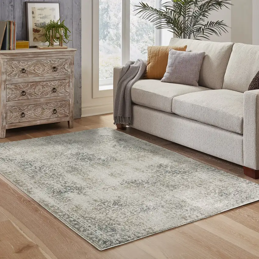 Gray Oriental Power Loom Area Rug Photo 9