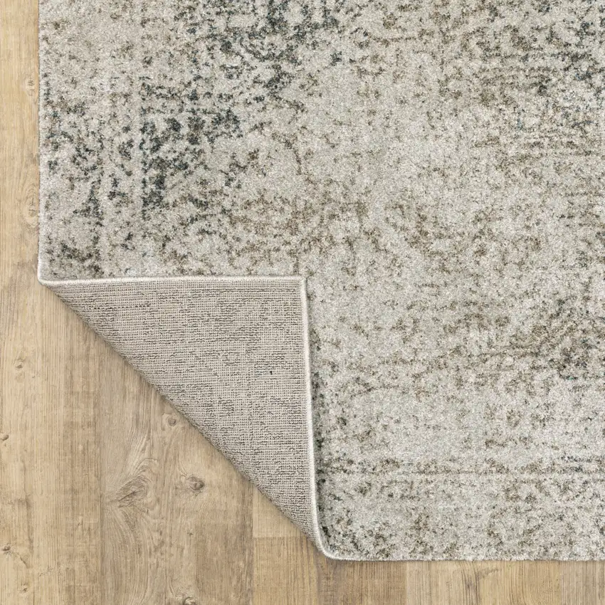 8' Beige And Gray Oriental Distressed Runner Rug Photo 7