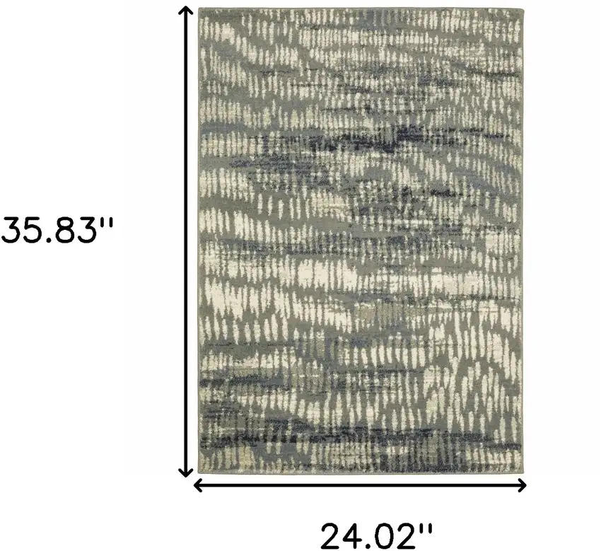 Grey Beige Blue And Light Blue Abstract Power Loom Stain Resistant Area Rug Photo 10