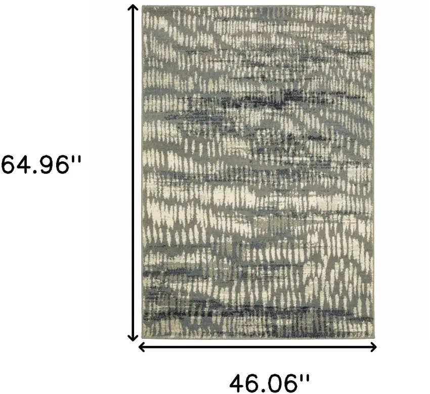 Grey Beige Blue And Light Blue Abstract Power Loom Stain Resistant Area Rug Photo 10