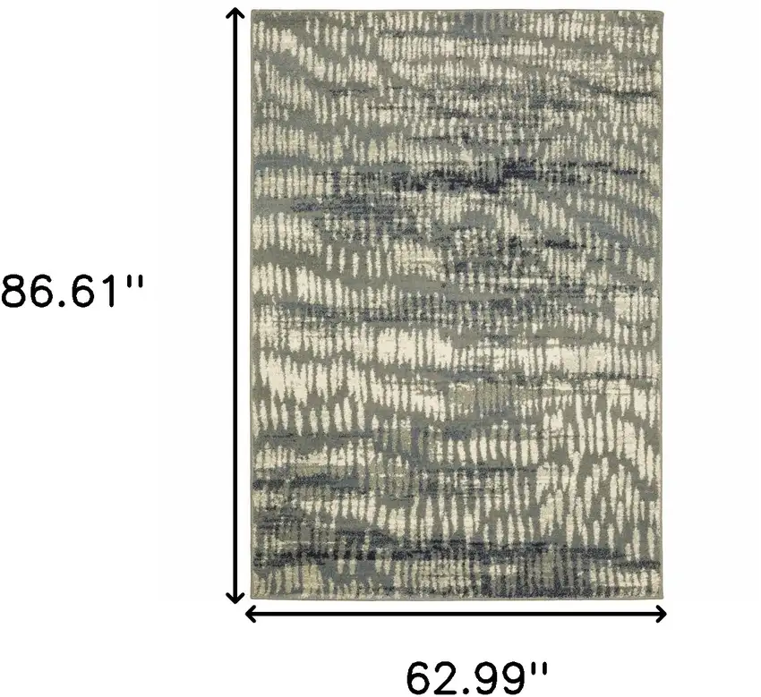 Grey Beige Blue And Light Blue Abstract Power Loom Stain Resistant Area Rug Photo 10