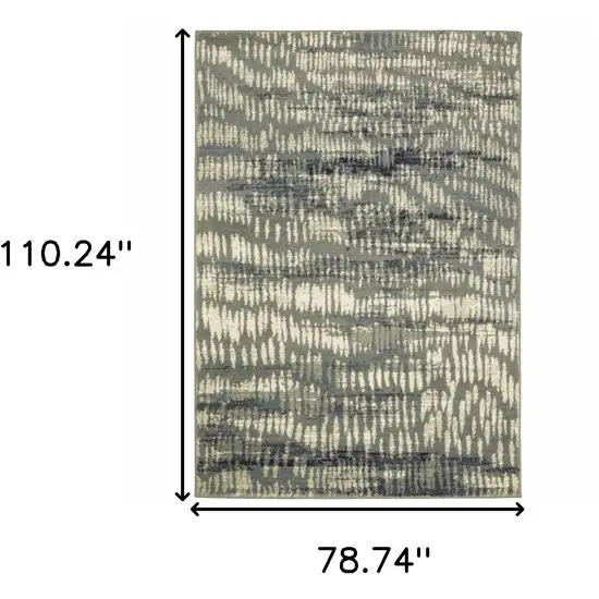 Grey Beige Blue And Light Blue Abstract Power Loom Stain Resistant Area Rug Photo 10