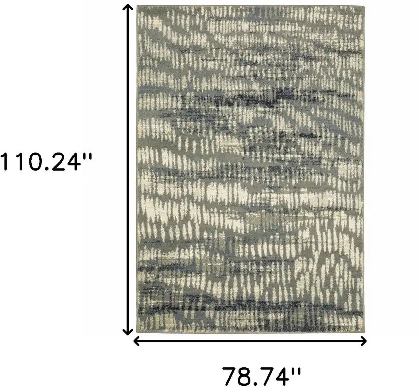 Grey Beige Blue And Light Blue Abstract Power Loom Stain Resistant Area Rug Photo 10