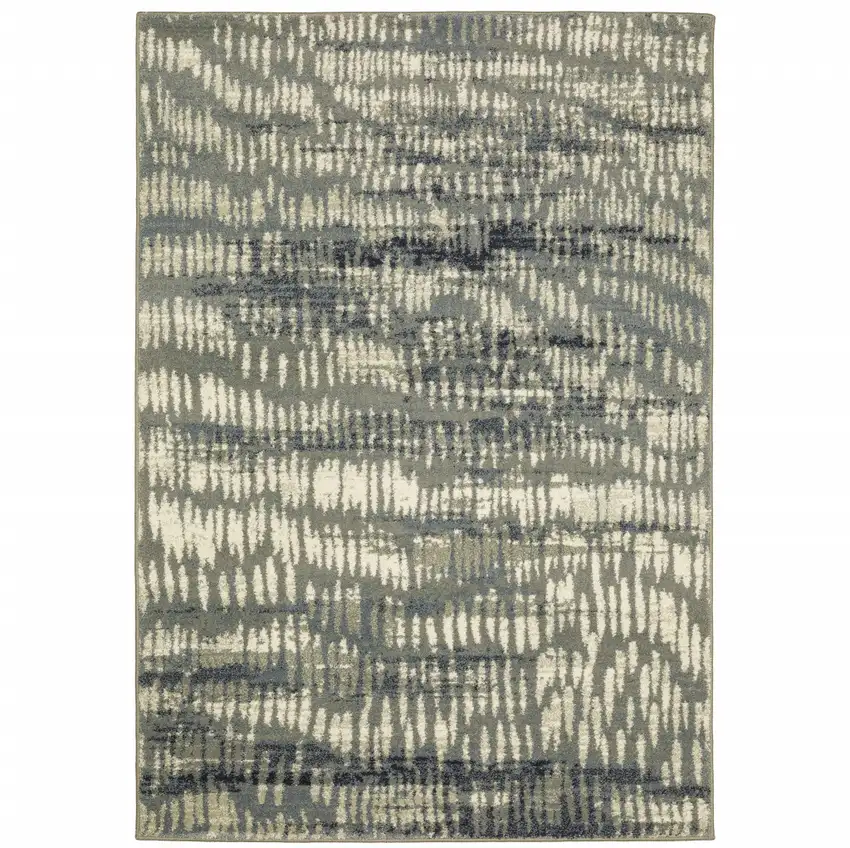 Grey Beige Blue And Light Blue Abstract Power Loom Stain Resistant Area Rug Photo 1