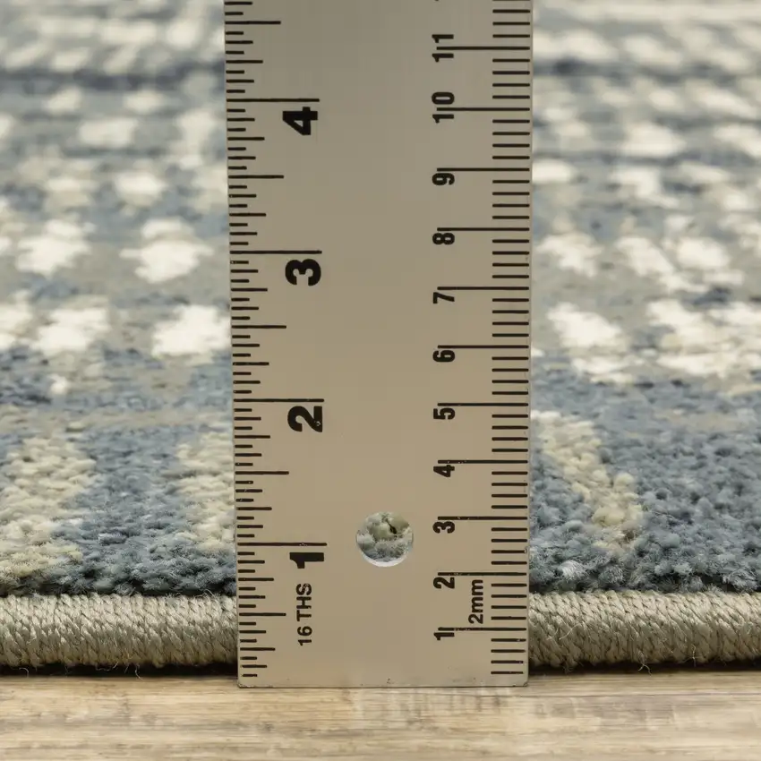 Grey Beige Blue And Light Blue Abstract Power Loom Stain Resistant Area Rug Photo 8