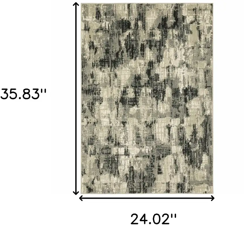 Grey Beige Charcoal And Blue Abstract Power Loom Stain Resistant Area Rug Photo 10