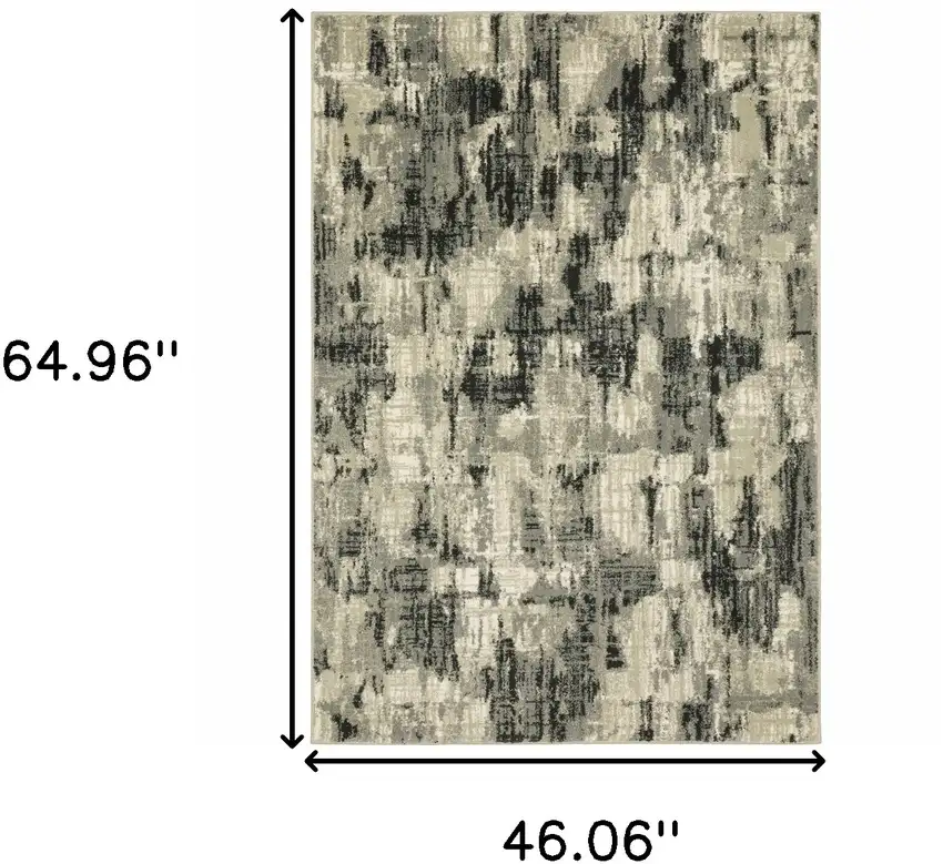 Grey Beige Charcoal And Blue Abstract Power Loom Stain Resistant Area Rug Photo 10