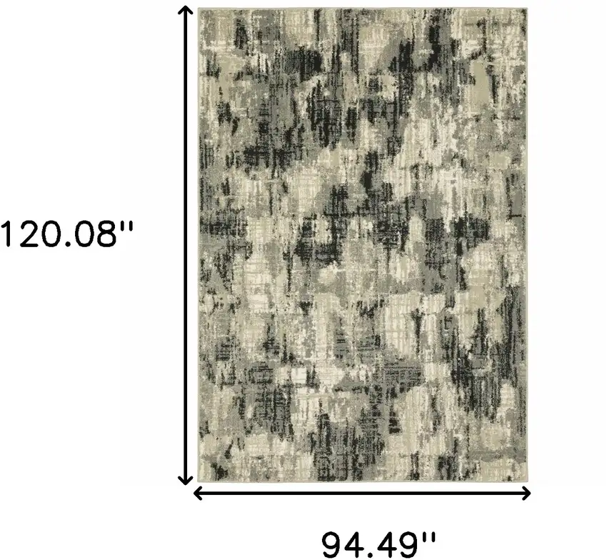 Grey Beige Charcoal And Blue Abstract Power Loom Stain Resistant Area Rug Photo 10
