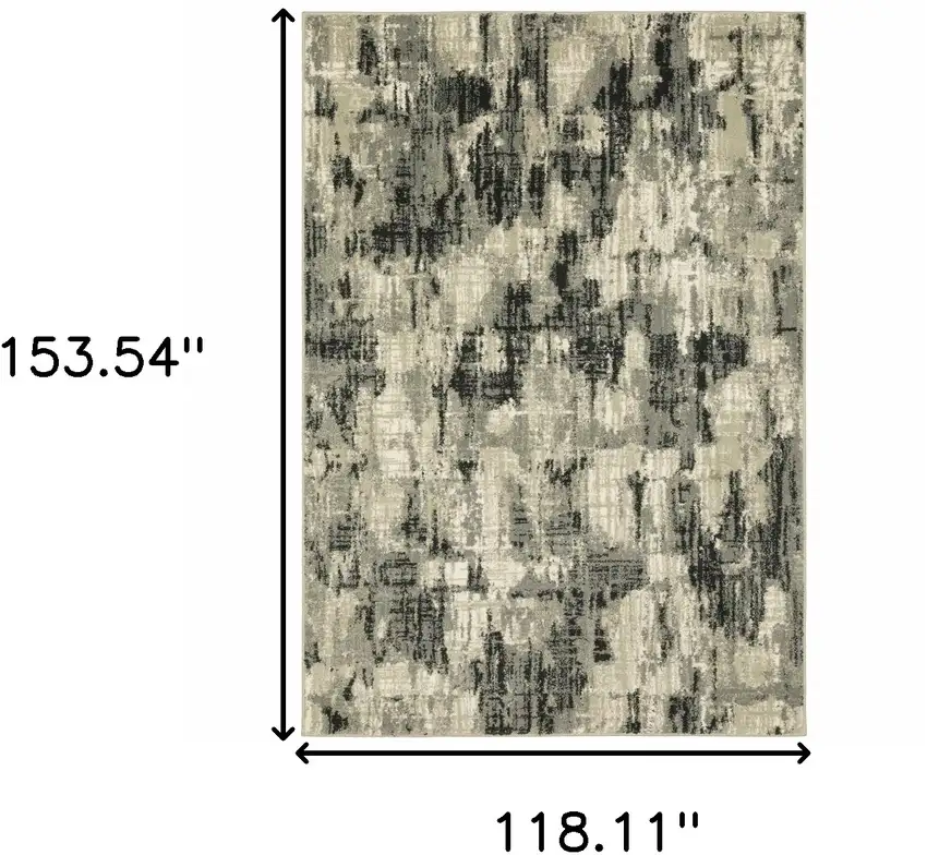 Grey Beige Charcoal And Blue Abstract Power Loom Stain Resistant Area Rug Photo 10