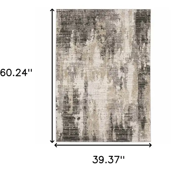 Grey Beige Charcoal Brown Tan And Ivory Abstract Power Loom Stain Resistant Area Rug Photo 3