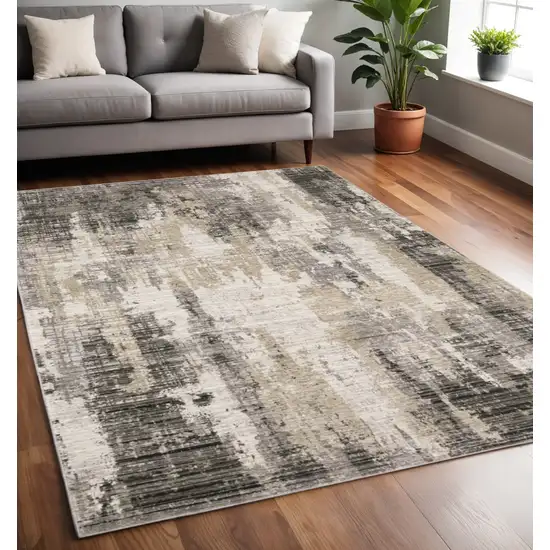 Gray And Beige Abstract Distressed Area Rug Photo 1