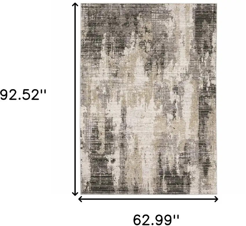 Gray And Beige Abstract Distressed Area Rug Photo 3