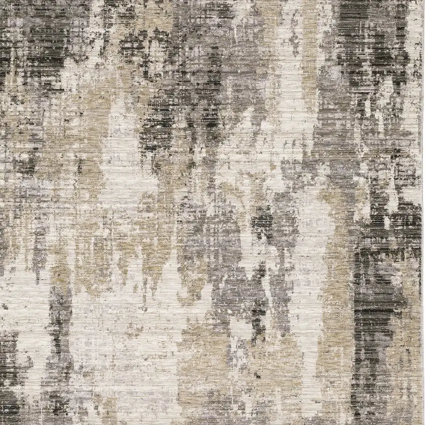 6' X 9' Grey Beige Charcoal Brown Tan And Ivory Abstract Power Loom Stain Resistant Area Rug Photo 6
