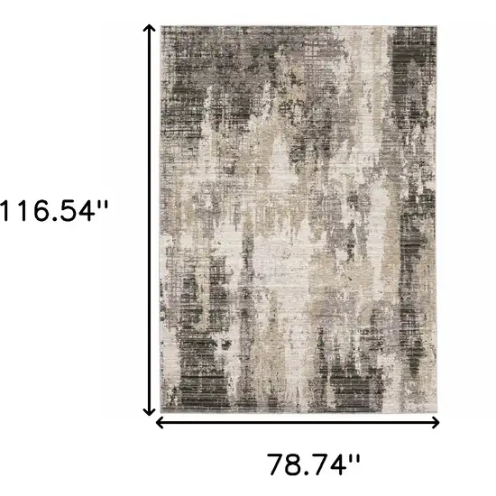 6' X 9' Grey Beige Charcoal Brown Tan And Ivory Abstract Power Loom Stain Resistant Area Rug Photo 3