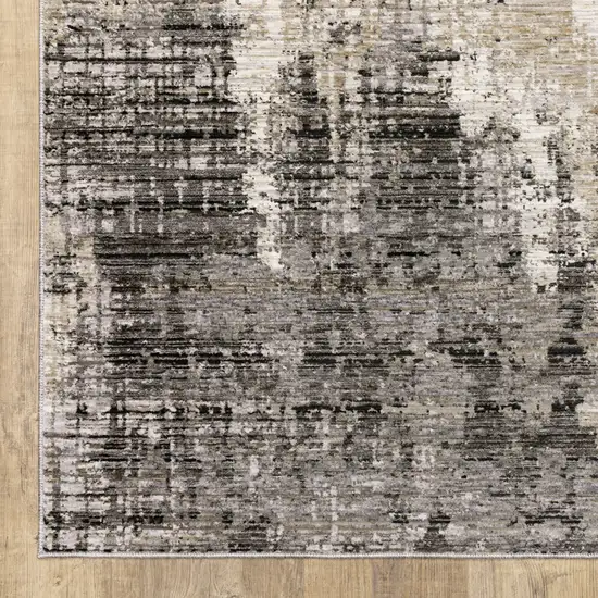 6' X 9' Grey Beige Charcoal Brown Tan And Ivory Abstract Power Loom Stain Resistant Area Rug Photo 4