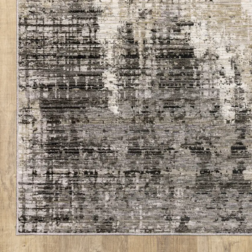 6' X 9' Grey Beige Charcoal Brown Tan And Ivory Abstract Power Loom Stain Resistant Area Rug Photo 4
