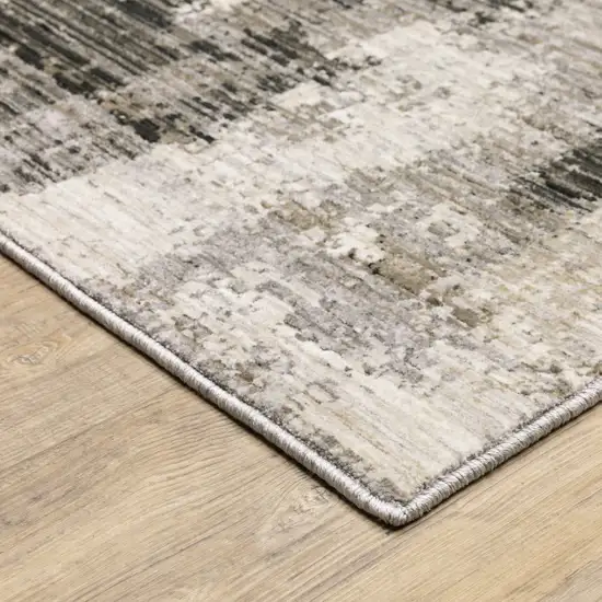 6' X 9' Grey Beige Charcoal Brown Tan And Ivory Abstract Power Loom Stain Resistant Area Rug Photo 8