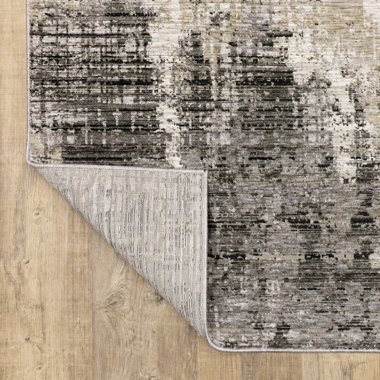 Grey Beige Charcoal Brown Tan And Ivory Abstract Power Loom Stain Resistant Area Rug Photo 3