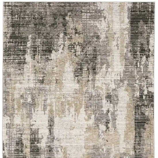 Grey Beige Charcoal Brown Tan And Ivory Abstract Power Loom Stain Resistant Area Rug Photo 7
