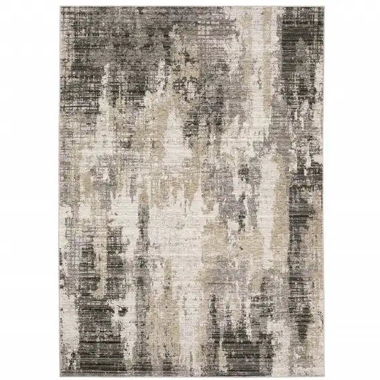 Grey Beige Charcoal Brown Tan And Ivory Abstract Power Loom Stain Resistant Area Rug Photo 2