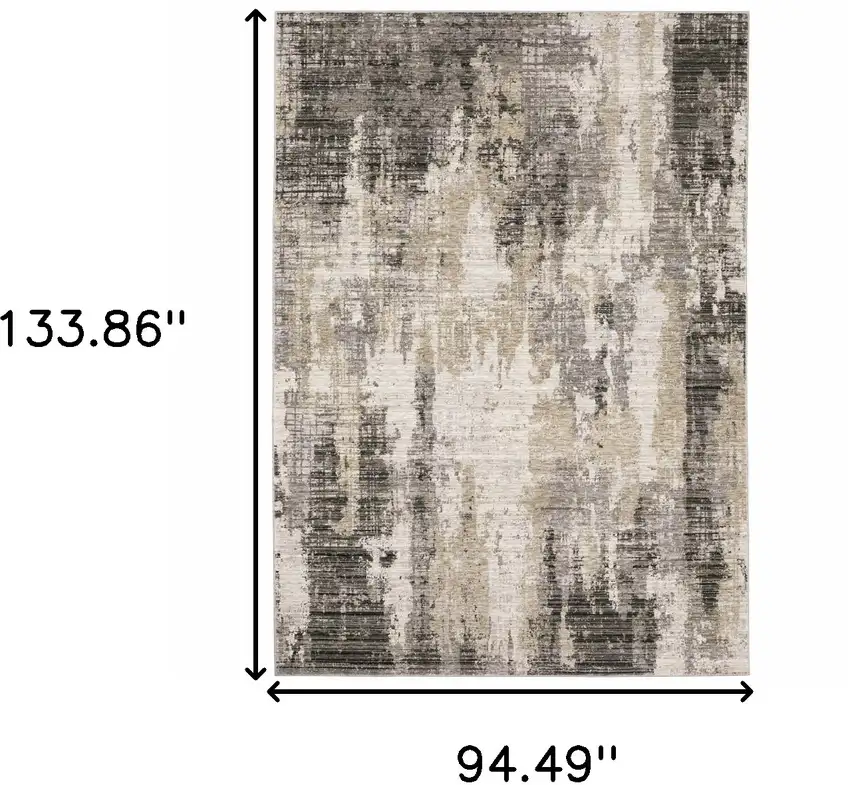 Grey Beige Charcoal Brown Tan And Ivory Abstract Power Loom Stain Resistant Area Rug Photo 3
