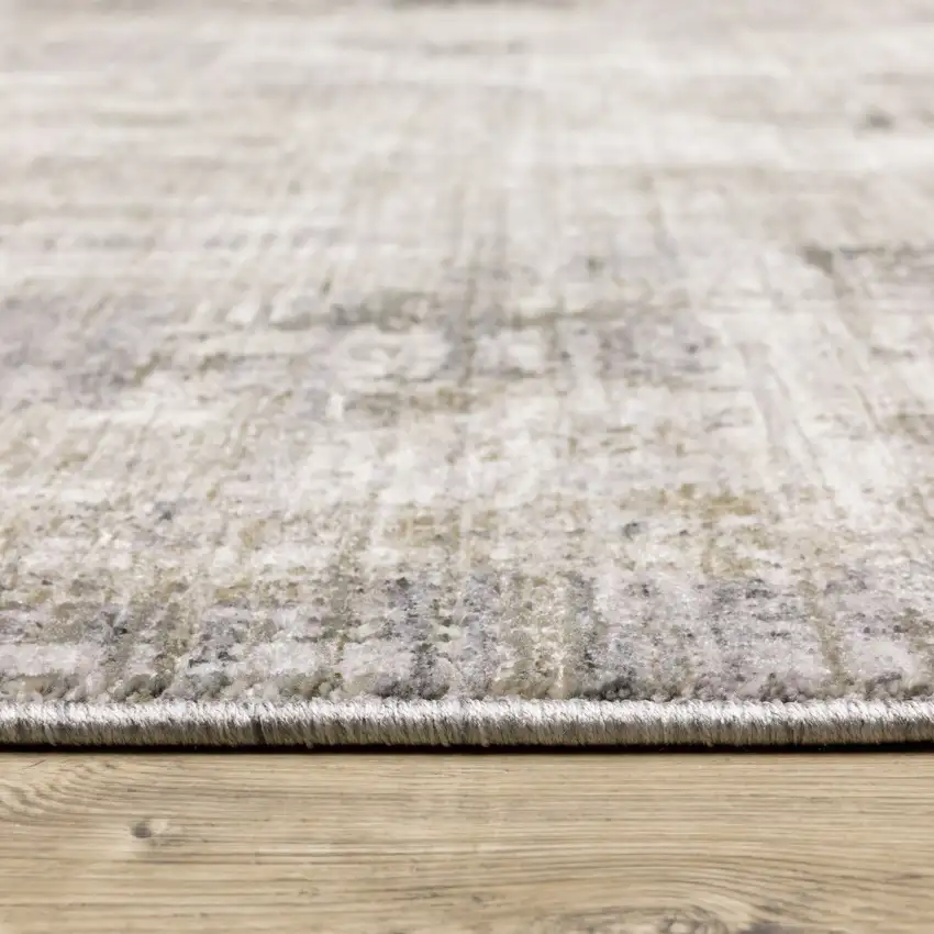 Grey Beige Charcoal Brown Tan And Ivory Abstract Power Loom Stain Resistant Area Rug Photo 9