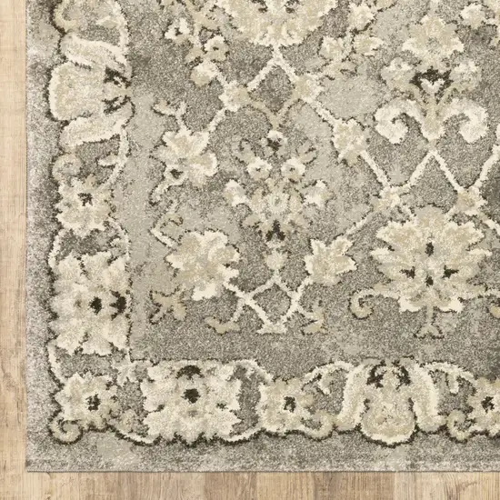 Gray And Beige Oriental Area Rug Photo 3