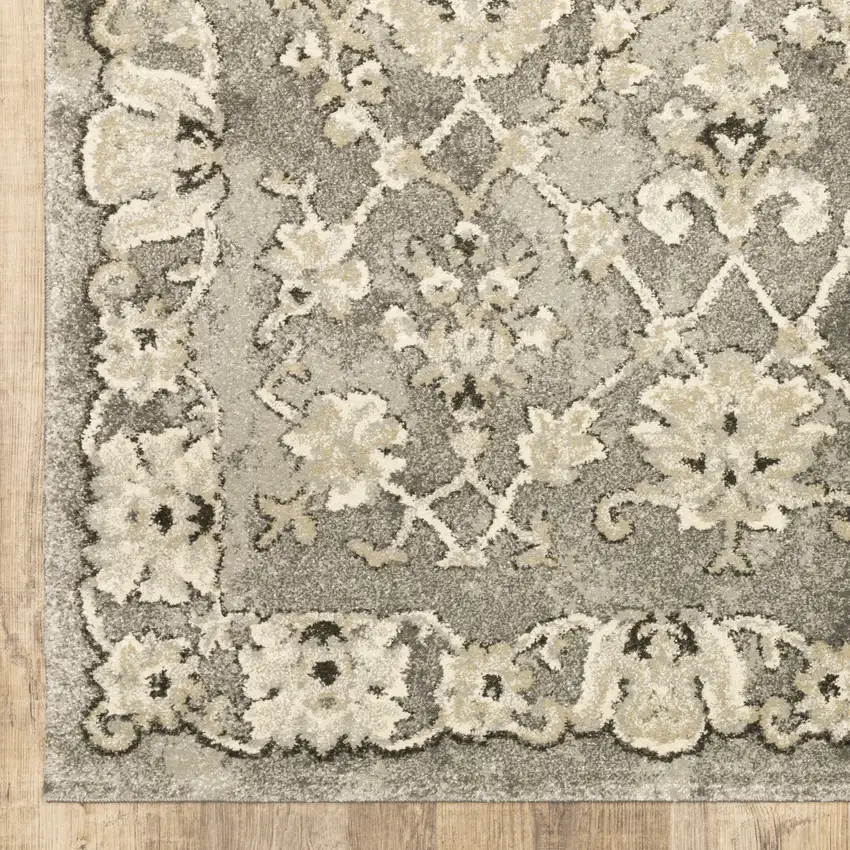 Gray And Beige Oriental Area Rug Photo 3