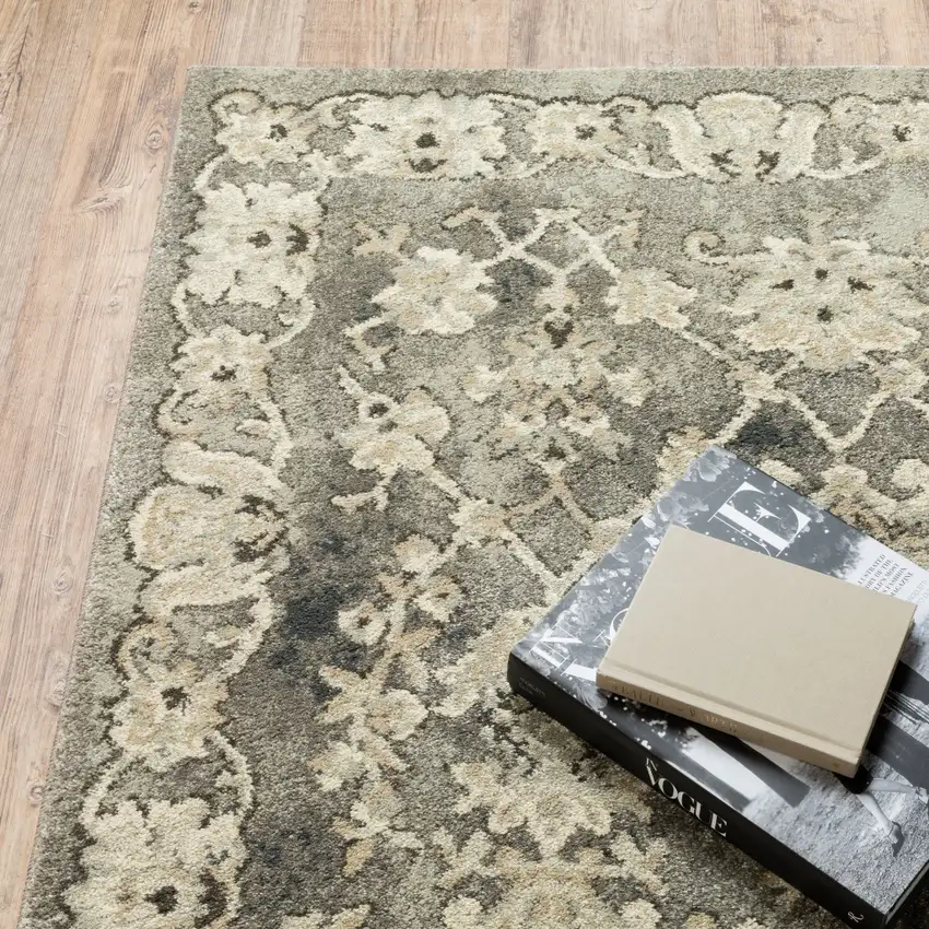Gray And Beige Oriental Area Rug Photo 8