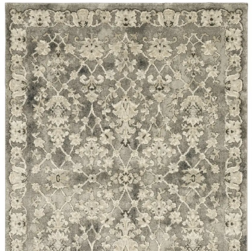 Gray And Beige Oriental Area Rug Photo 5