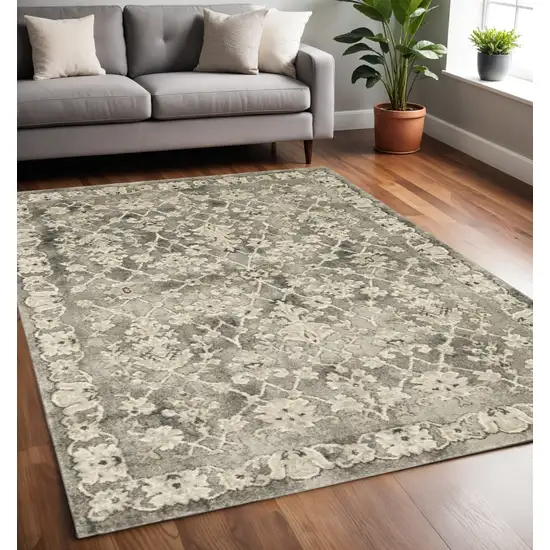 Gray And Beige Oriental Area Rug Photo 1