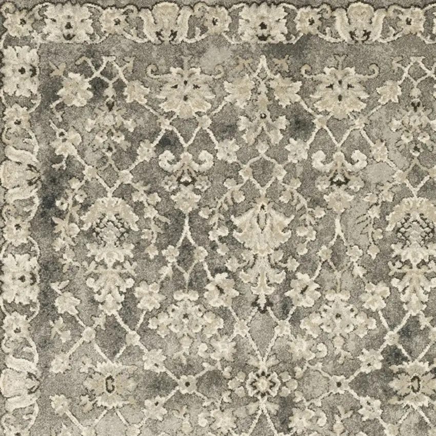 Gray And Beige Oriental Area Rug Photo 4
