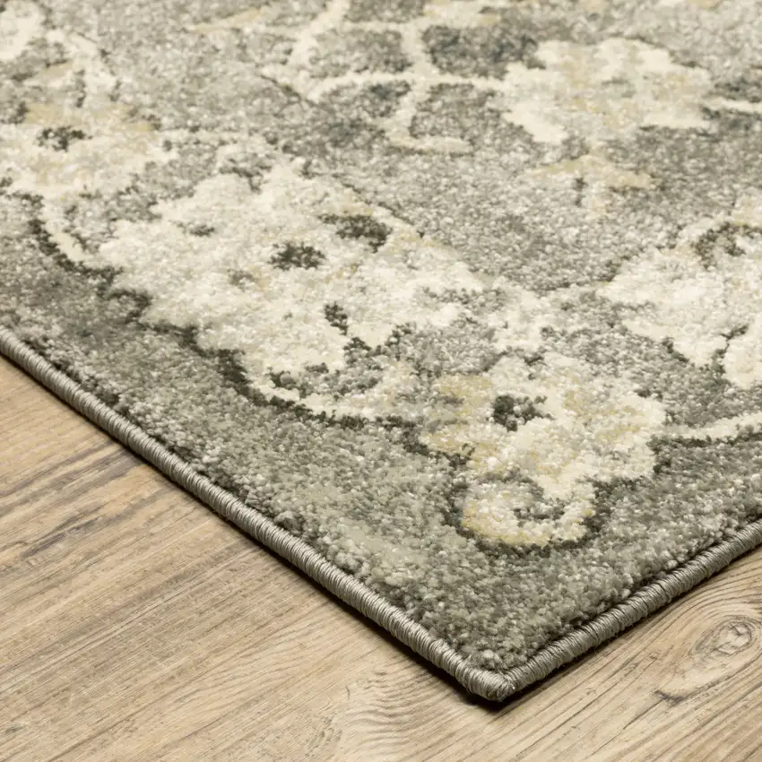 Gray And Beige Oriental Area Rug Photo 6