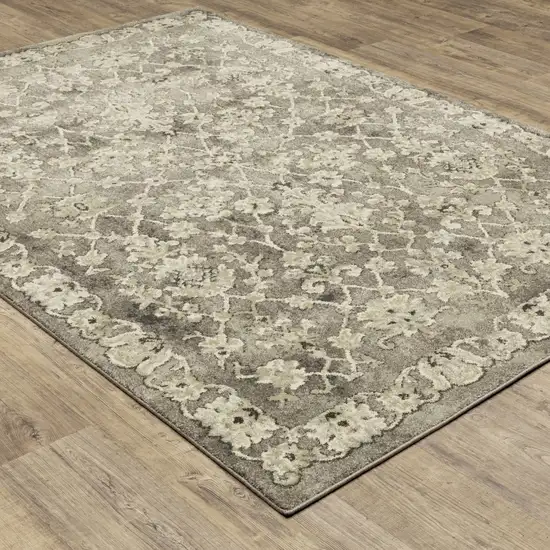Gray And Beige Oriental Area Rug Photo 7